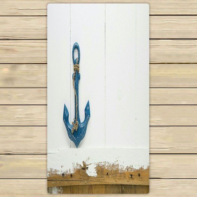 ABPHQTO Blue Anchor Old Wooden White Brown For Concepts Toallas Playa Baño Piscina Sprot Travel Hand Spa Toalla 75x140 cm