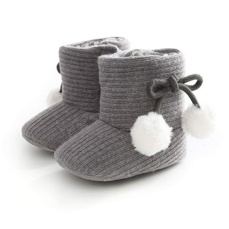 

Youweixiong Infant Baby Boys Girls Soft Sole Bow Anti-Slip Mid Calf Warm Winter Prewalker Newborn Snow Boots
