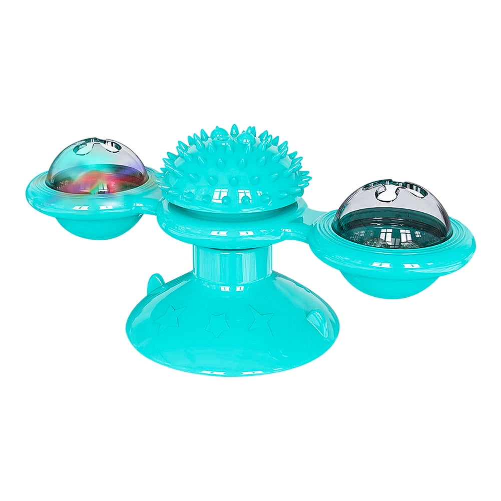 Kepooman Cat Turntable Teasing Interactive Toy with Suction Cup for Indoor, Blue Kepooman Cat Turntable Teasing Interactive Toy with Suction Cup for Indoor, Blue