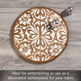 thumbnail image 4 of CounterArt White Tile Medallion Round Acacia Wood Lazy Susan Turntable, 4 of 7