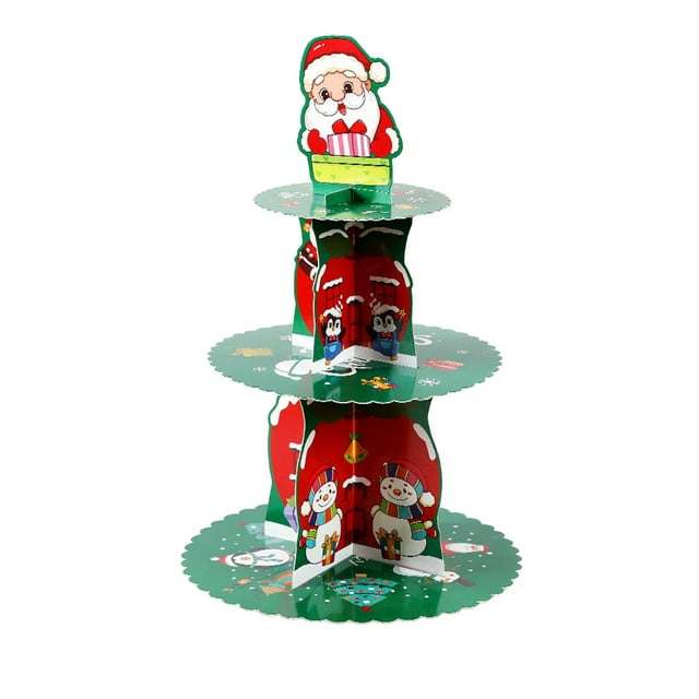 Christmas Party Decorations Cupcake Stand 3-Tier Cardboard