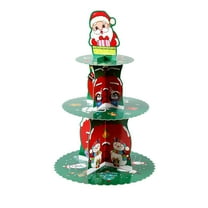JoyMoreHome Christmas 3 Tier Cupcake Stand, Easy to Assembly, Christmas Theme Decorative Storage Holder for Dessert, Snack, Cupcake