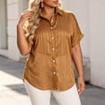 thumbnail image 2 of Diufon Plus Size Shirts for Women Striped Collared Short Sleeve Button Down Summer Tees Dressy Casual Tops, 2 of 8