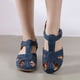 thumbnail image 1 of MKLEKYY Sandalias de Plataforma para Mujer, Sandalias Retro de Verano Con Costuras, No Ligeras, de Talla Grande, Con Punta Redonda y Tacón de Cuña, Cómodas, 1 of 4