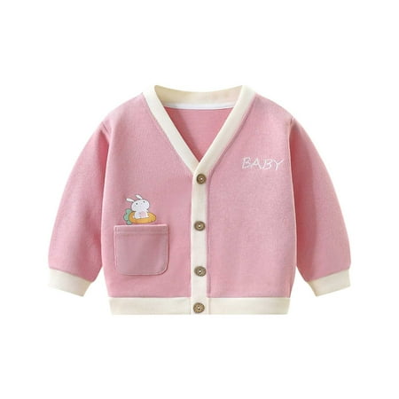 

Avrntaa Baby Girl Cardigan Sweater - School Uniforms Casual Jacket Knit V Neck Outerwear Clearance Kids Clothes Pink Sweater Size 6Y