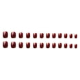 thumbnail image 3 of Fake Nails HUOGUO, cabeza corta y redonda, color rojo vino, 24 unidades, 3 of 4