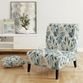thumbnail image 2 of Designart "Patterns Of Tranquility II" Blue Floral Upholstered Accent Chair - Cottage Arm Chair For Bedroom, 2 of 7