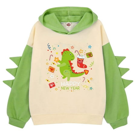 

Boys Zip Up Jacket Little Girls Dinosaur Hoodie Pullover Sweatshirt Cute Raglan Sleeve Splice Cartoon Hooded Winter Kids Casual Tops Pullover Sweatshirts Green 12-13 Years