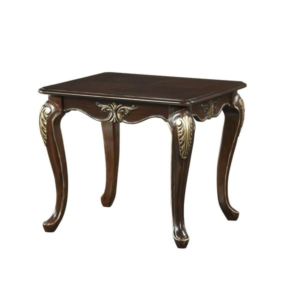 Croy 28 Inch Side End Table- Classic Cabriole Legs- Dark Cherry Brown