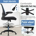 thumbnail image 4 of BestOffice Tall Drafting Mesh Back Office Chair with Flip-up Armrests Executive with Adjustable Foot Ring(Blue), 4 of 7