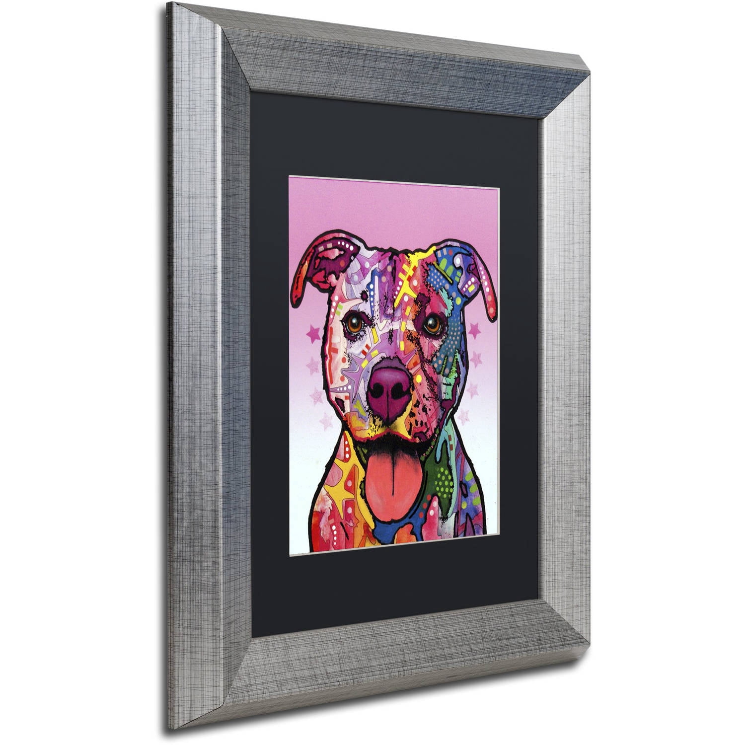 Trademark Fine Art "Cherish The Pitbull" Canvas Art by Dean Russo, Black Matte, Silver Frame