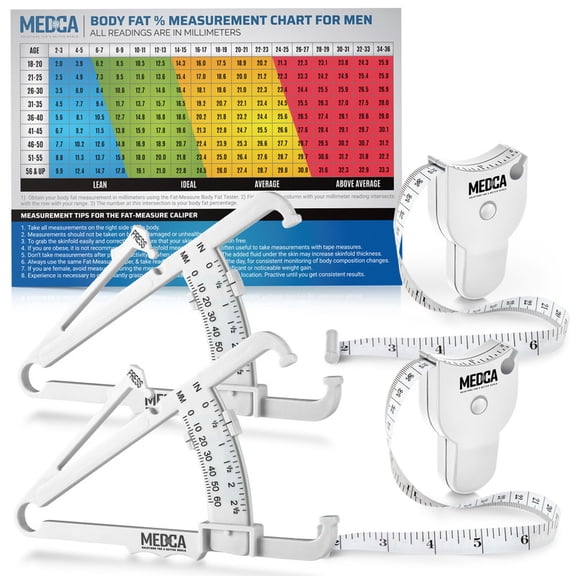 MEDca Body Tape Measure and Skinfold Caliper for Body Set - (Pack of 2) - Plastic