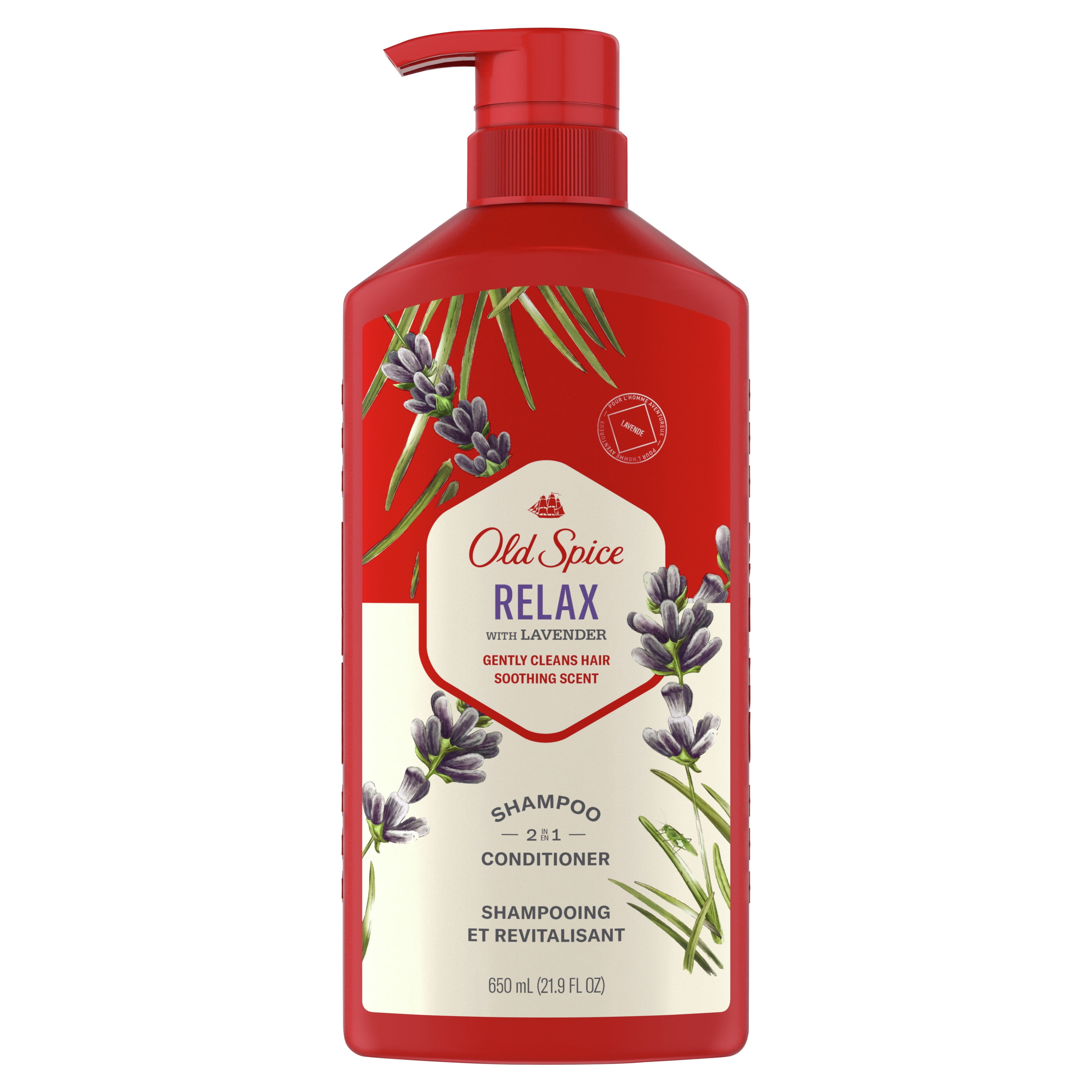 Old Spice Relax 2 in 1 Shampoo Conditioner, Lavender, 22 fl oz