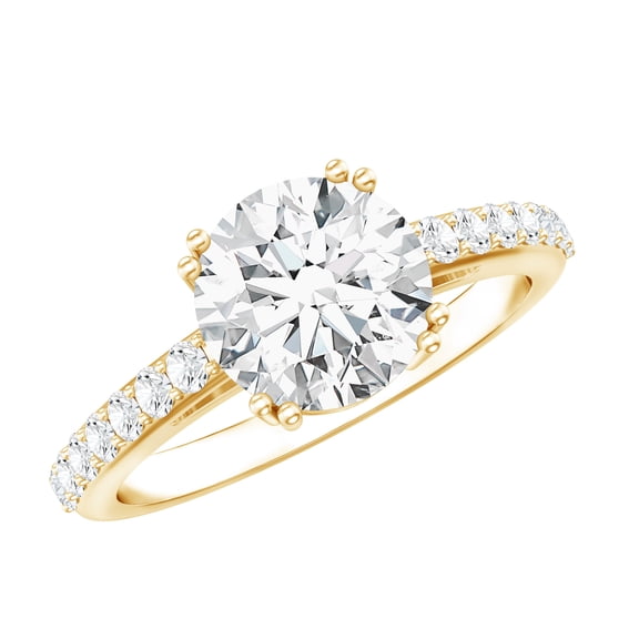 Rosec Jewels 3 Carat Moissanite Engagement Ring 925 Silver (D-VS1 Quality Certified, 8 mm Round) - Ready to Gift for Mothers Day, US 6.00