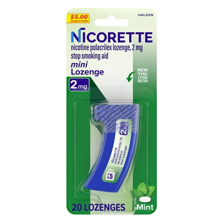 Nicorette Mini Nicotine Lozenges Stop Smoking Aid 2 Mg Mint - 20 Ct