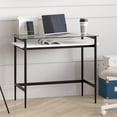 thumbnail image 2 of Evelyn&Zoe Eaton Rectangular 36" Wide Desk with Faux Marble Shelf in Blackened Bronze/Faux Marble, 2 of 7
