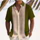 thumbnail image 1 of Camisa Elvqul de Hombre Playa Manga Corta con Solapa Verde Patchwork, 1 of 6