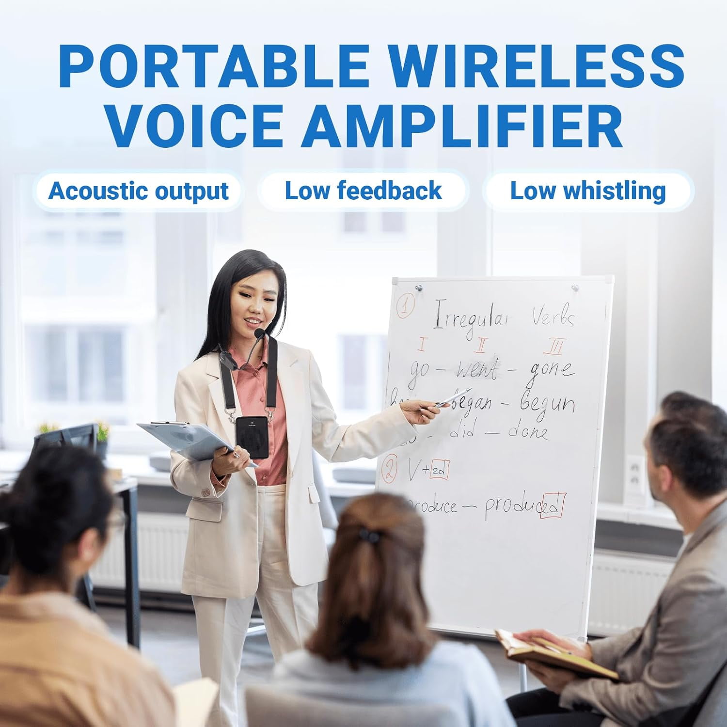 HW HAOWORKS Voice Amplifier Wireless Mic Headset, 15W Personal Voice Amplifiers for Teachers Classroom Tour Guide,Original Sound Ultra Portable-B002