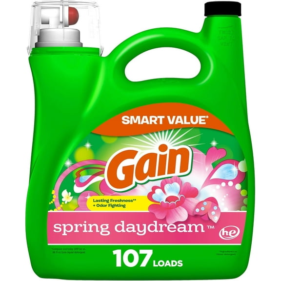 Liquid Laundry Detergent, Spring Daydream Scent, 154 fl oz, 107 loads, Freshness Odor Fighting, Laundry Detergent Liquid Soap, HE compatible