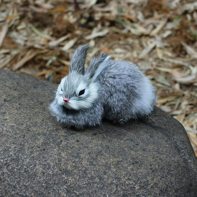 15Cm Q Version Lifelike Plush Rabbit Lifelike Animal Desktop Ornaments Easter Imitation Rabbit Model Toy Birthday Gift