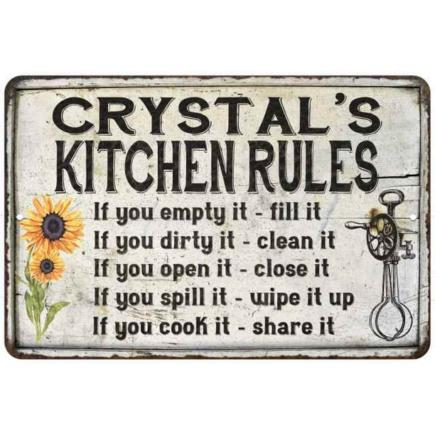 Crystal S Kitchen Rules Chic Sign Vintage Decor 8x12 Metal Sign 108120032105 Walmart Com Walmart Com