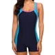 thumbnail image 1 of Trajes de baño de una pieza para mujer, traje de baño deportivo Boyleg, traje de baño atlético de cobertura completa, traje de baño para regazo, azul, 1 of 7