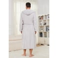 thumbnail image 2 of U2SKIIN Mens Hooded Fleece Robe，Plush Lightweight Soft Spa Bathrobe for Men (Light Grey, S/M), 2 of 5