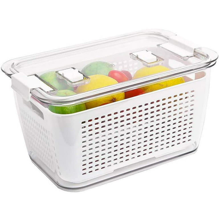 Fresh Containers Fridge Storage 1.7 L/0.45 L Keep Fresh Produce Saver BPA  Free with Vents, Vegetable Containers For Fruit Salad In Refrigerator 