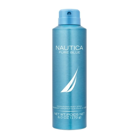 Nautica Pure Blue Deo Body Spray 6 fl oz, Notes of Eucalyptus, Leather, and Vanilla, Men's Fragrance, Long Lasting, Everyday Fragrance