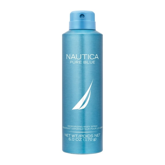 Nautica Pure Blue Deo Body Spray 6 fl oz, Notes of Eucalyptus, Leather, and Vanilla, Men's Fragrance, Long Lasting, Everyday Fragrance