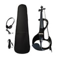 thumbnail image 3 of Conjunto de violín eléctrico con estuche de transporte y accesorios para violín, madera maciza, silencioso. Azul negro, 3 of 9