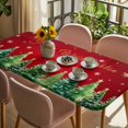 thumbnail image 3 of Red Christmas Table Cloths for 3 Foot Rectangle Tables, Winter Xmas Trees Snowflake Holiday Patio Waterproof Elastic Fitted Tablecloths, Washable Rectangular Table Cover for Camping, 3 of 8