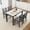 Venatino White Marble Top-Grey Frame, variant on Alpha Joy Farmhouse Dining Table Set for 4 Solid Wood Kitchen Chairs and Table Set, Walnut & White