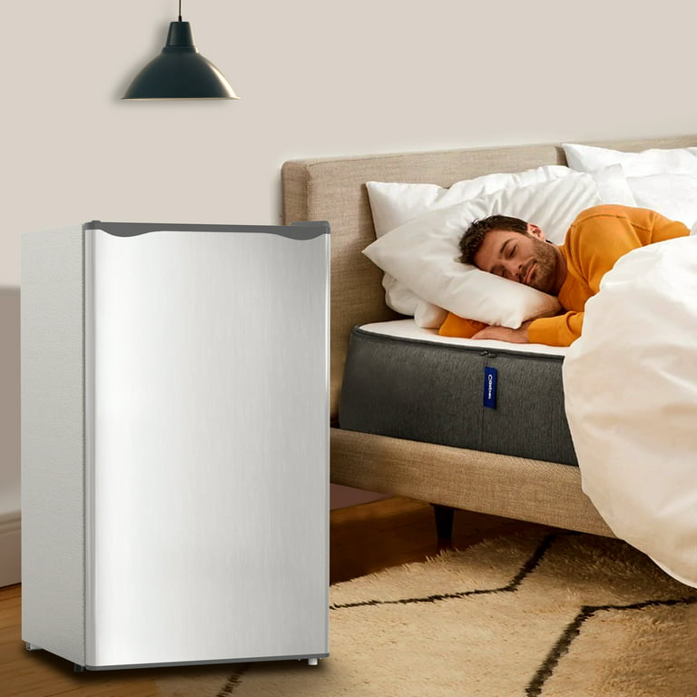 Compact Fridge 3.2 CU.FT. Mini Refrigerator, Small Dorm Fridge with Freezer  for Bedroom, Living Room, Bar, Dorm, Kitchen, Office or RV, Silver