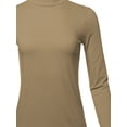 thumbnail image 4 of A2Y Women's Basic Solid Soft Cotton Long Sleeve Mock Neck Top Shirts Ash Mocha XL, 4 of 5