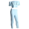 thumbnail image 2 of 2017 Las señoras de las señoras de la manera ponen en cortocircuito los pantalones superiores del cuello del barco de la manga M M Sunnimix Conjunto de trajes de mujer, 2 of 8