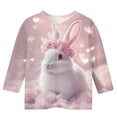 thumbnail image 4 of Easter Outfits for Girls 3/4 Sleeve Easter Day Print Bunny Egg Round Neck Bottom Shirt Kids 3-13Y Multicolor 9-10 Years, 4 of 5