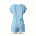 thumbnail image 6 of Women's Romper Short Sleeve Jumpsuit with Pockets Solid Wide Leg Shorts Playsuits Ladies Summer Loose Lightweight Plain Daily Wear for Swim Beach Party Jumpsuits Light Blue M, 6 of 7