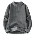 thumbnail image 2 of Zylanna Men's High Neck Sweaters, Solid Color Zipper Stretchy Long Sleeve Casual Pullover Tops Dark Gray, 2 of 9