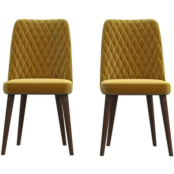 Pemberly Row 36"H Mid-Century Velvet Dining Chair in Gold (Set of 2)