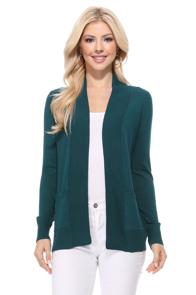 YEMAK Women's Knit Cardigan Sweater – Long Sleeve Open Front Basic ...
