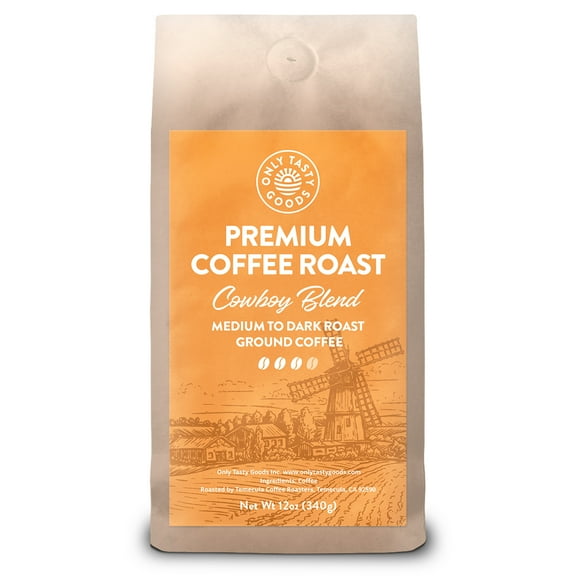 Cowboy Blend Medium and Dark Roast Ground Coffee Blend, Speciality, Fresh Roasted, 12 oz.