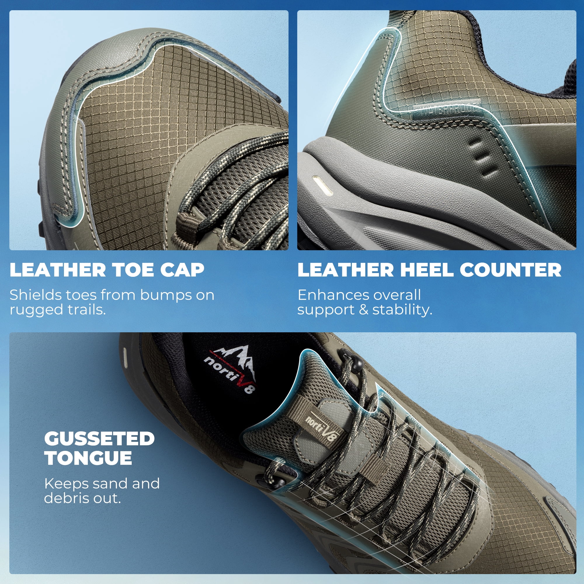 NORTIV 8 Men's Waterproof Hiking Shoes Non-Slip Lightweight for Walking Comfort Outdoor Trekking Camping Climbing Daily Fashion Sneakers Armadillo FieldLite