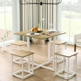 thumbnail image 2 of Dining Table Set for 4, Square Kitchen Table w/ 4 Stools, 5 Piece Dinner Table Set w/Metal Frame, Dining Set for Small Spaces, Compact Table & Chairs for Home, Bistro, Restaurant (Natural), 2 of 9