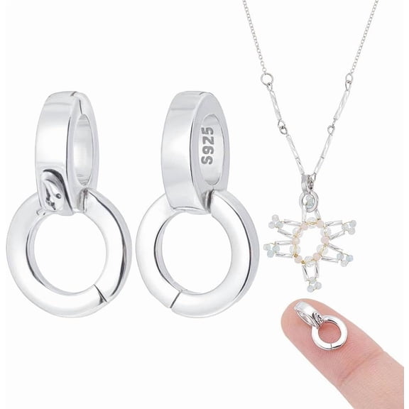 2 Pcs 925 Sterling Silver Double Bail Clasps Jewelry Ring Clasps Connector Bails for Jewelry Making Bracelet Necklace 0.55x0.3x0.2 Inch Gray
