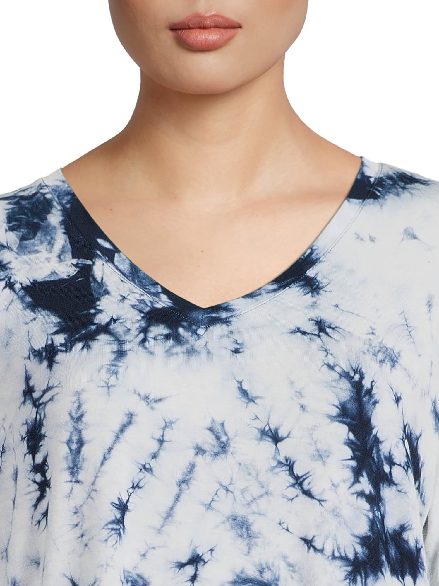 Time and Tru Women's V-Neck Tunic T-Shirt, 2-Pack