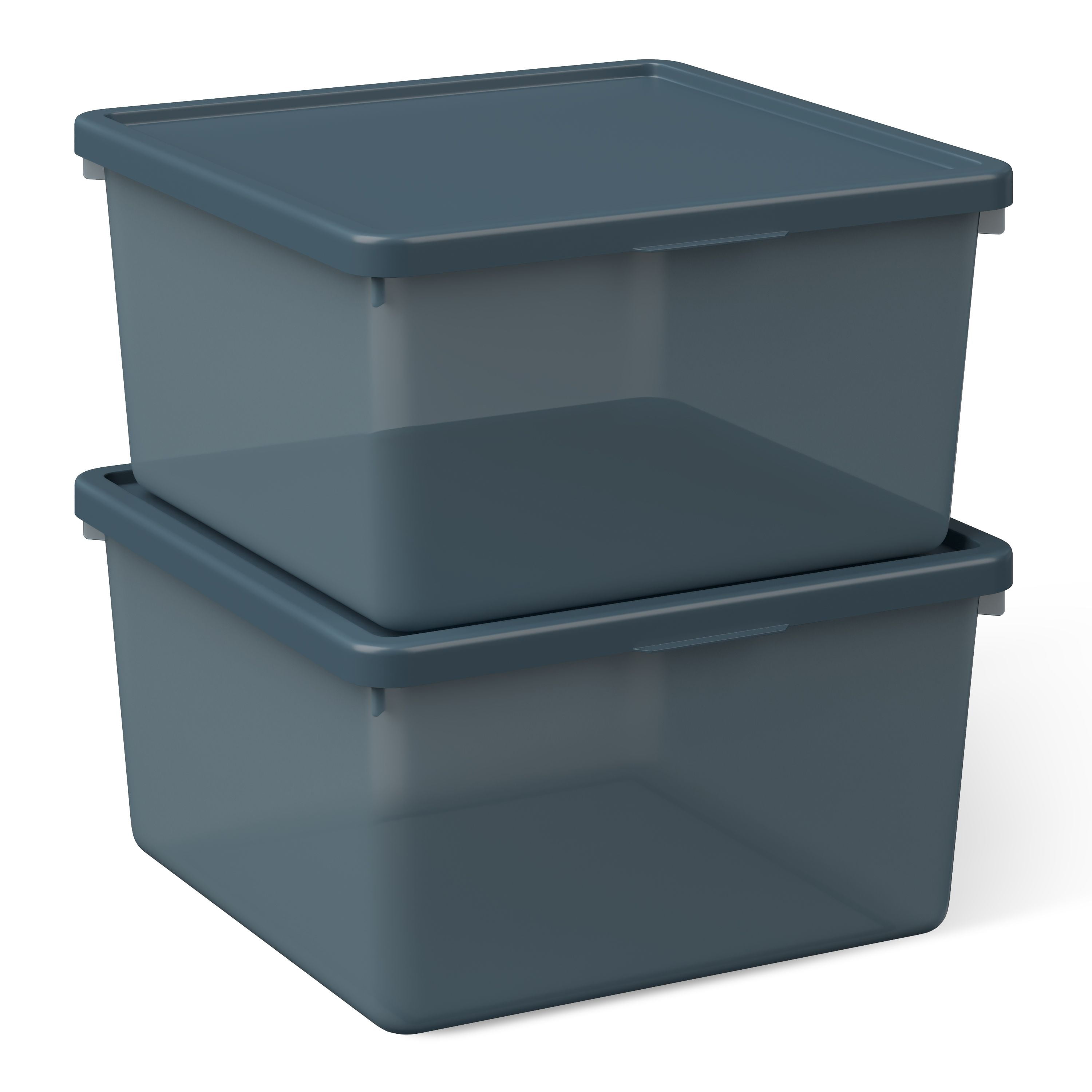 Mainstays Kids Blue Medium Plastic Storage Bin with Lid, 4 Pack
