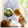 thumbnail image 3 of Stained Glass Window Hanging, Green Frog White Petals Sun Catchers Colorful Glass Panel Cute Suncatcher Decor for Birthday for Women, Men, Wife, Aunt, and Mom, 3 of 5