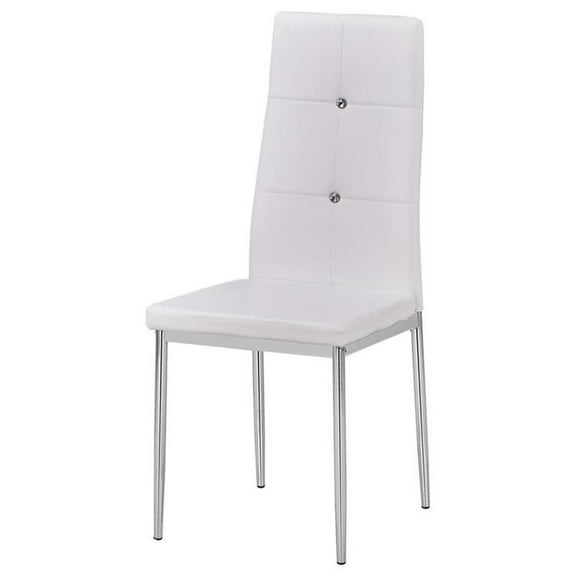 Bowery Hill Bi Cast Leather Dining Side Chair in White (Set of 2)