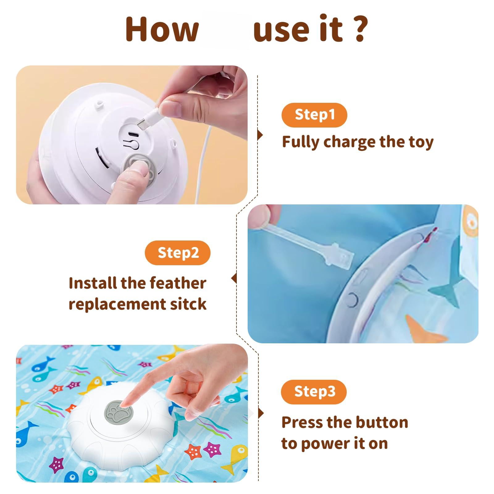 Cat Toys For Indoor Cats  Rechargeable Interactive With Touch-activated And Seek Fluttering Mouse Squeaker Bored Adult Blue